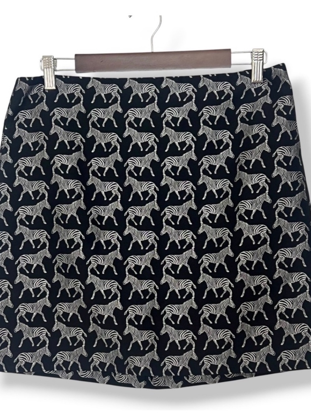 J CREW Women’s Black with silver Zebra Print A-Line Skirt